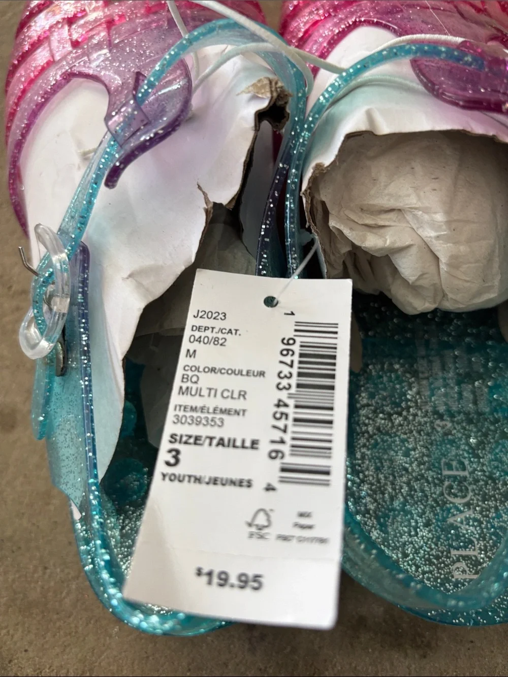 Childrens Place Rainbow Jelly Shoes Fisherman Sandals NWT Big Kid size 3 (A-7)